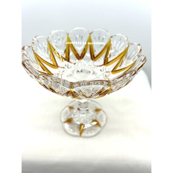 Vintage Heavy Brown Accents Glass Candy Dish Nut Bowl SKU449 - Picture 5 of 6